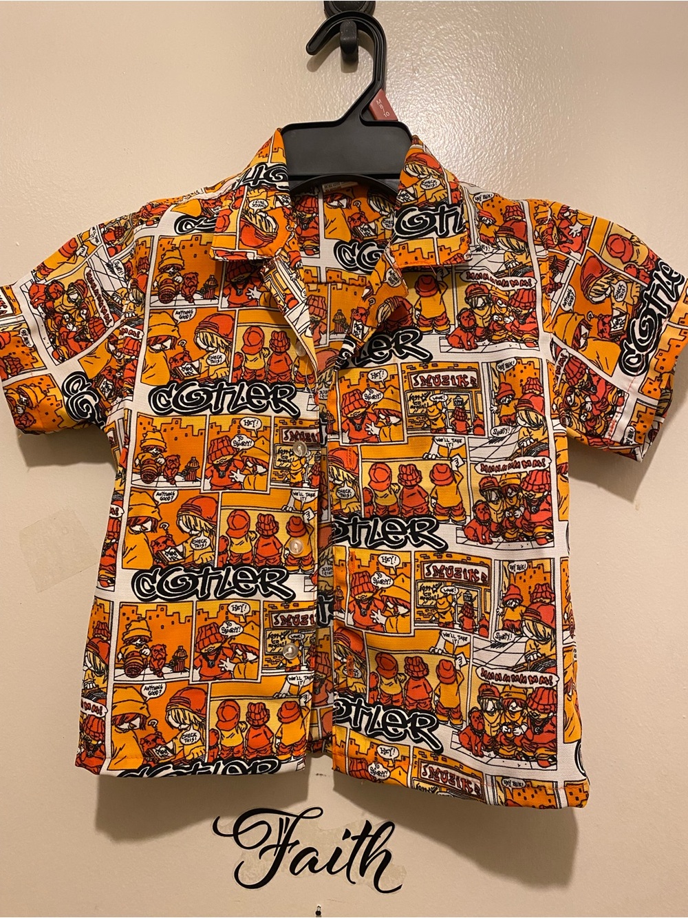 Cotler Boys Bold Orange Comic Print Short Sleeve Shirt. 3T (c)